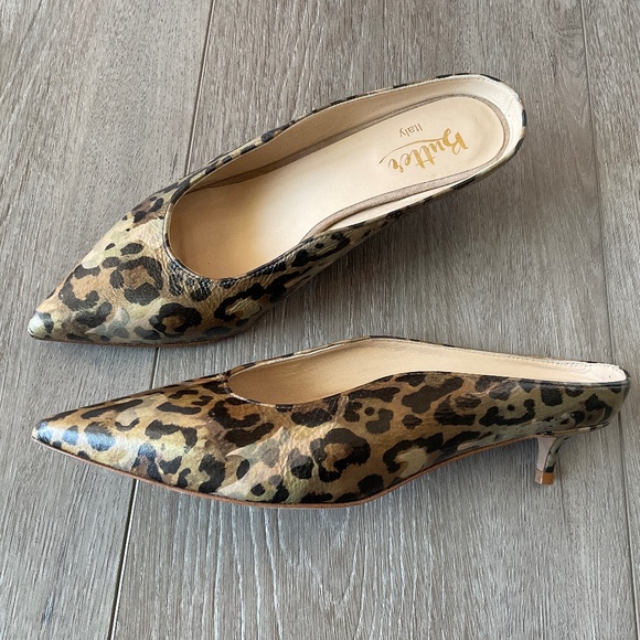 BUTTER Italy Slip On Kitten Heel Leather Size 6.5 - Picture 4 of 7